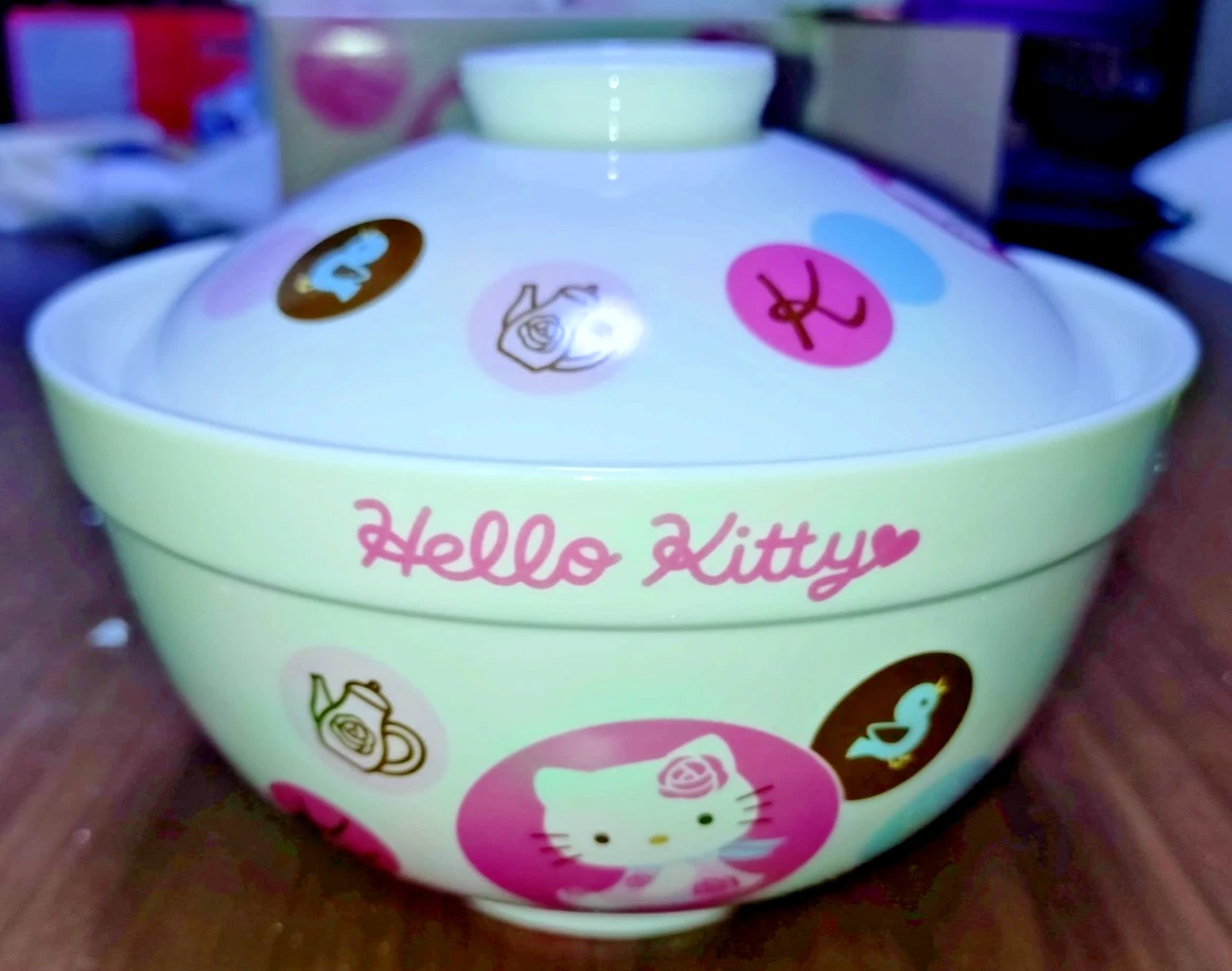 Vintage Sanrio Hello Kitty Lidded Ramen Bowl Donburi Ceramic Japan w/ Box