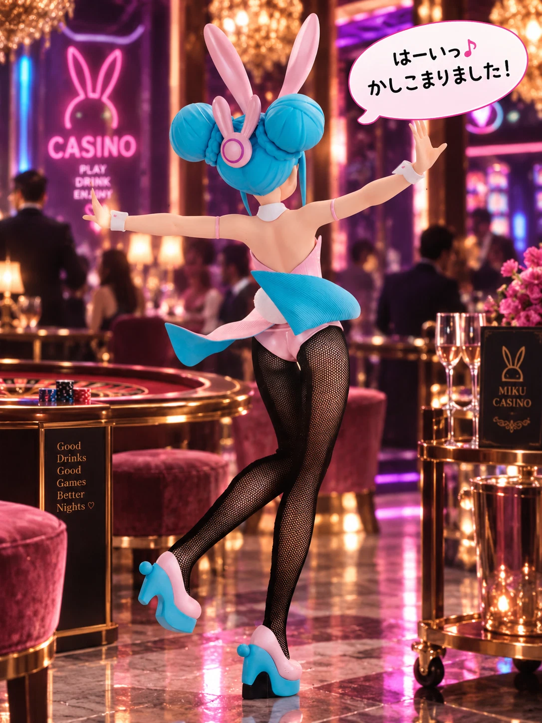 Hatsune Miku BiCute Bunnies Figure Wink Pearl Pink Ver. FuRyu 30cm