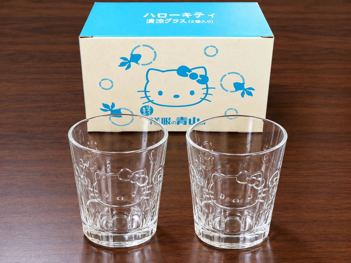Hello Kitty Pair Glass Set 2pcs Aoyama Novelty Non-Sale Rare Japan Sanrio